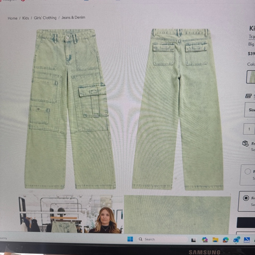 Tractr Kids Green Cargo Jeans